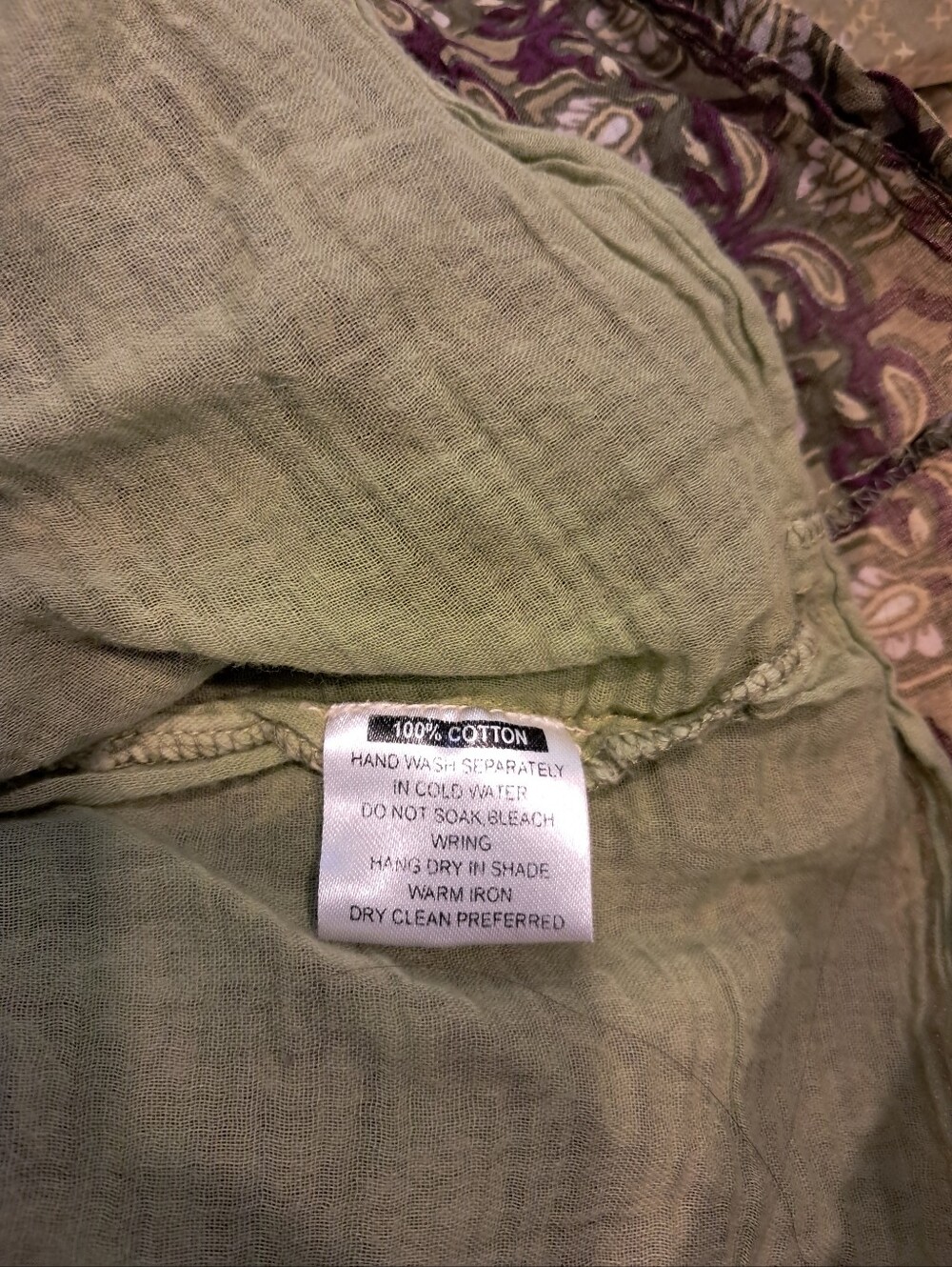 Rain & Rainbow Green Boho Tunic with Purple Embroidered Label - Picture 4 of 4